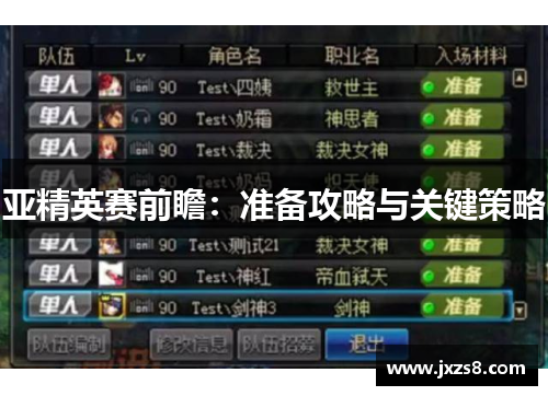 亚精英赛前瞻：准备攻略与关键策略